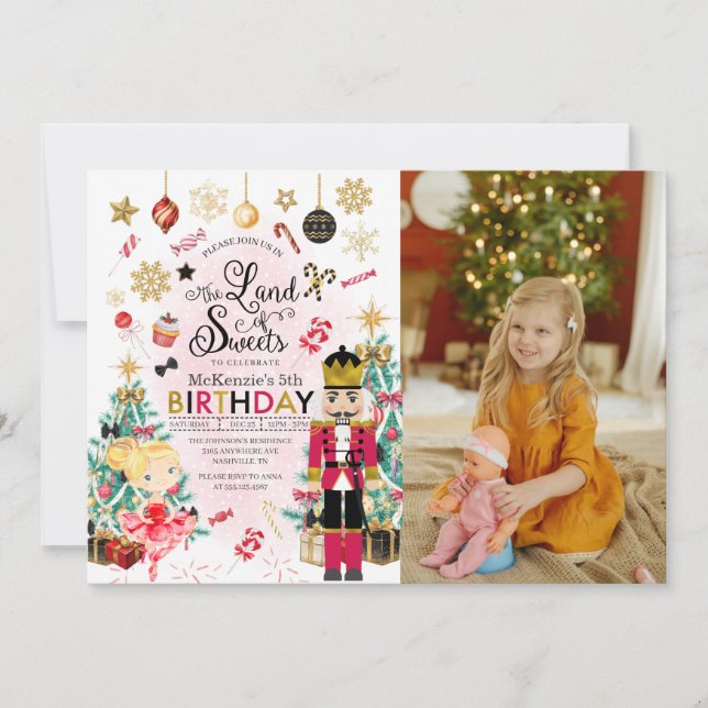 Nutcracker Sugar Plum Fairy Christmas Birthday Inv Invitation (Front)