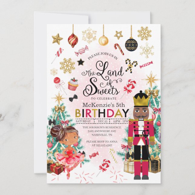 Nutcracker Sugar Plum Fairy Christmas Birthday Invitation (Front)