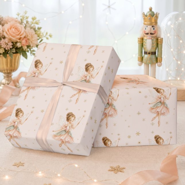 Nutcracker Sugar Plum Fairy Christmas Birthday Wrapping Paper (Sugar Plum Fairy Ballerina Christmas Birthday Wrapping Paper)