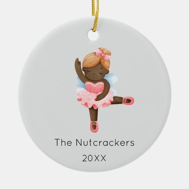 Nutcracker Sugar Plum Fairy Christmas Photo Ceramic Ornament (Front)
