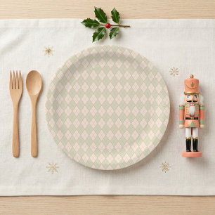 Nutcracker Sugar Plum Fairy Elegant Argyle Paper Plate