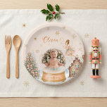 Nutcracker Sugar Plum Fairy Photo Tableware Paper Plate<br><div class="desc">A watercolor Nutcracker Sugar Plum Fairy 1st birthday photo paper plate designed for Christmas and winter wonderland parties, perfect for a personalized "Sweet ONE" celebration. Imagine her face on every place setting — your little girl, smiling from inside her very own snow globe, with the Sugar Plum Fairy floating beside...</div>