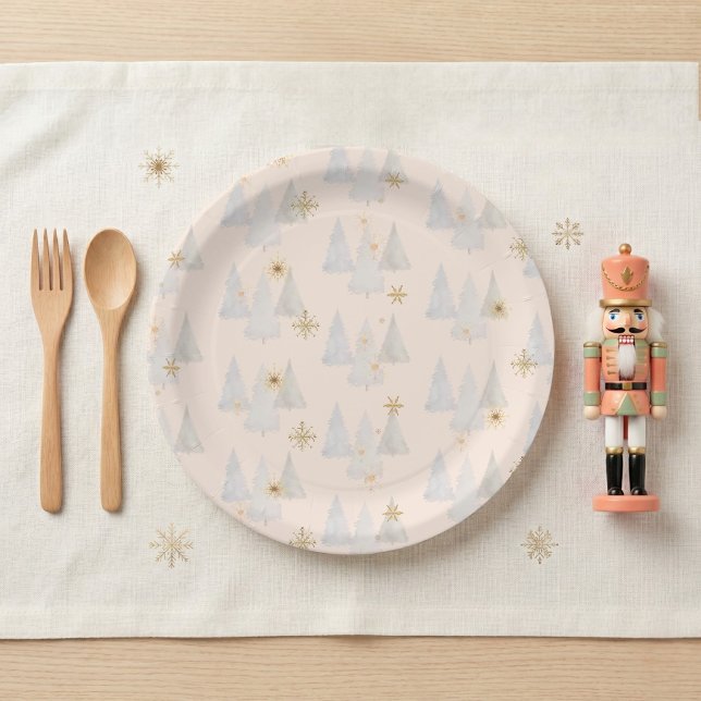 Nutcracker Sugar Plum Fairy Pine Tree Tableware Paper Plate (Pine Tree Christmas Winter Wonderland 1st Birthday Paper Plates)