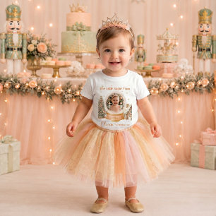 Nutcracker Sugar Plum Photo First Birthday Girl Baby T-Shirt