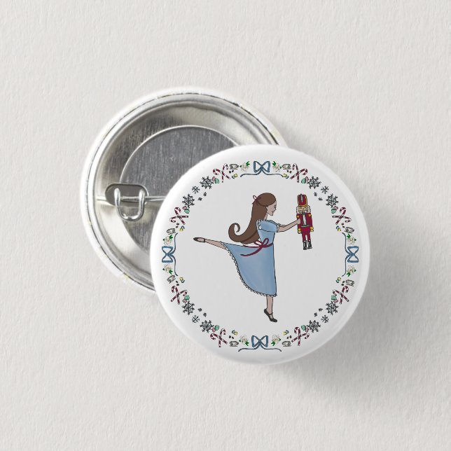 Nutcracker Sweets Clara Christmas 1 Inch Round Button (Front & Back)