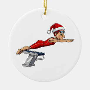 Nutcracker Swimmer Swimming Holiday Athletic Xmas Ceramic Ornament