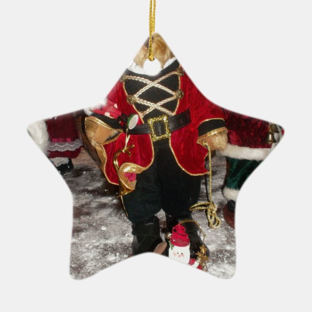 Nutcracker Teddy Bear Christmas Collection Ceramic Ornament (Front)