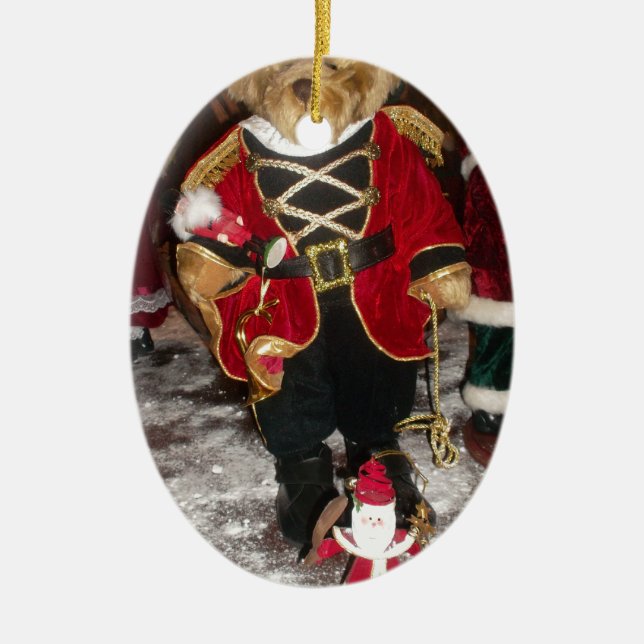 Nutcracker Teddy Bear Christmas Collection Ceramic Ornament (Front)