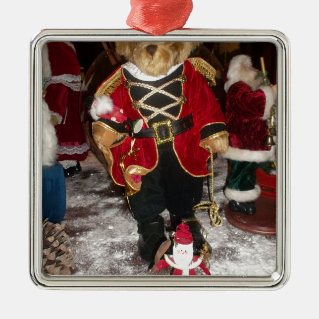 Nutcracker Teddy Bear Christmas Collection Metal Ornament (Front)