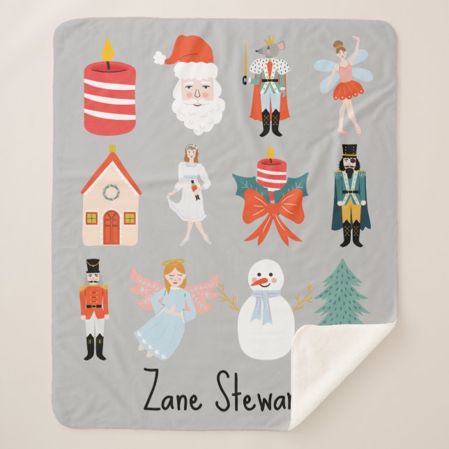 Nutcracker Themed Christmas Personalized Blanket (Front)