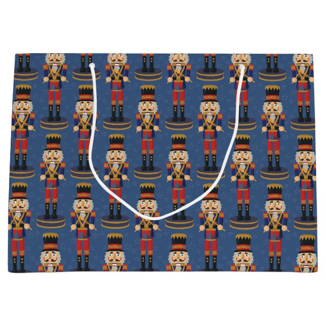 Nutcracker Toy Soldier Drummer Blue Pattern Large Gift Bag (Front)