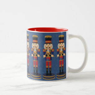 Nutcracker Toy Soldier Drummer Blue Pattern Two-Tone Coffee Mug
