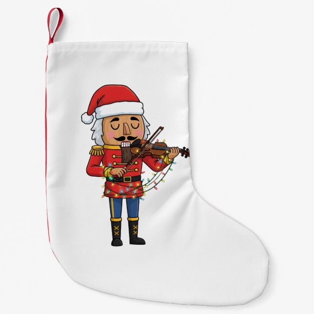 Nutcracker Toy Soldier Violin Classical Funny   Small Christmas Stocking (Front)