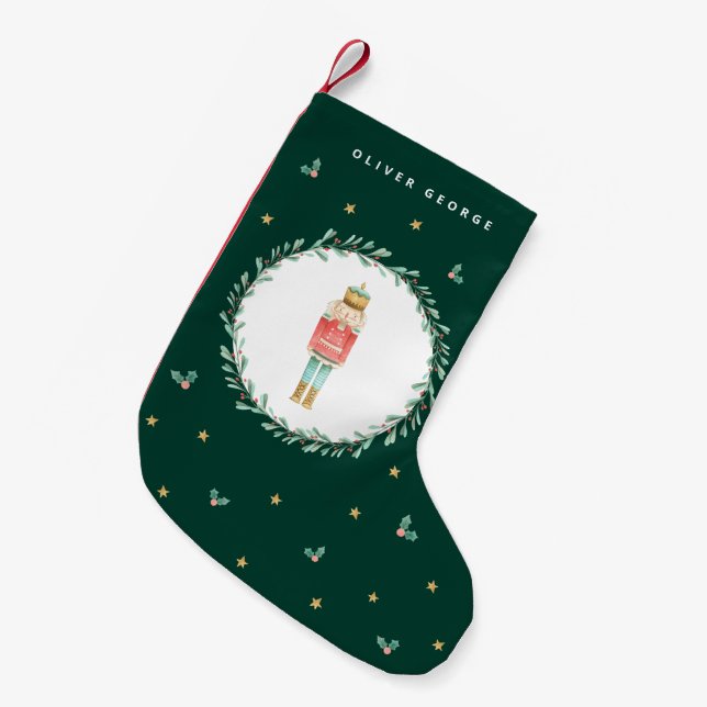 Nutcracker traditional botanical cute Christmas Small Christmas Stocking (Front (Hanging))