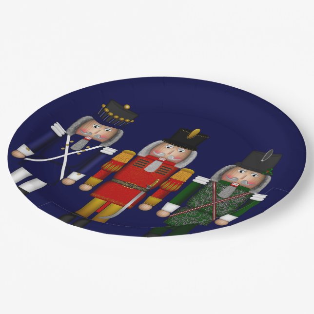 Nutcracker Trio-Blue-PAPER PARTY PLATES (Angled)