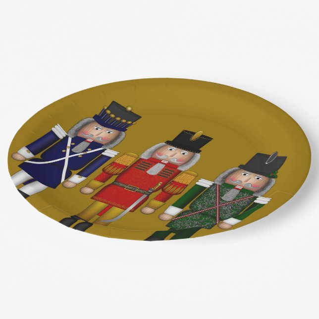 Nutcracker Trio-Gold-PAPER PARTY PLATES (Angled)