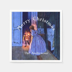 Nutcracker Vintage Art Nouveau Blue Personalized  Napkin
