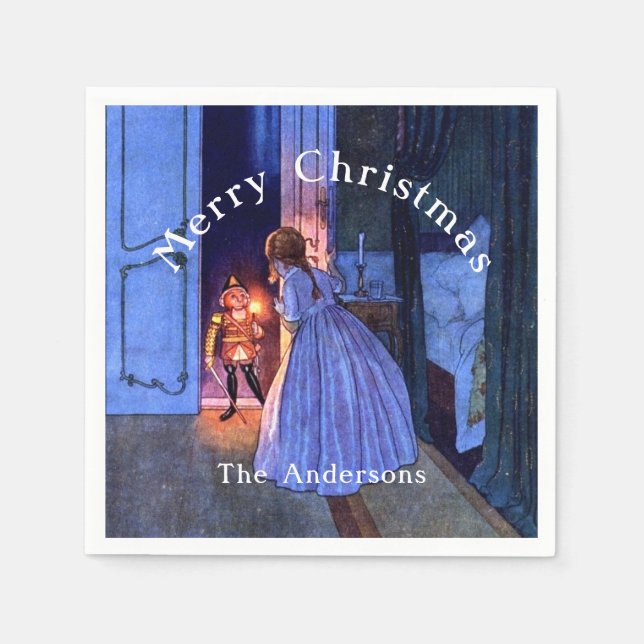 Nutcracker Vintage Art Nouveau Blue Personalized  Napkin (Front)
