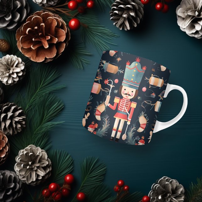 Nutcracker Vintage Red Blue Colourful Christmas Coffee Mug (Nutcracker Vintage Red Blue Colorful Christmas Coffee Mug)