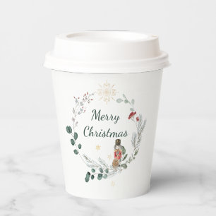 Nutcracker watercolor botanical cute Christmas Paper Cups