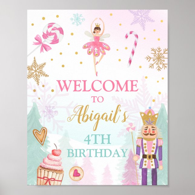 Nutcracker Welcome Sign Land of Sweets Birthday (Front)