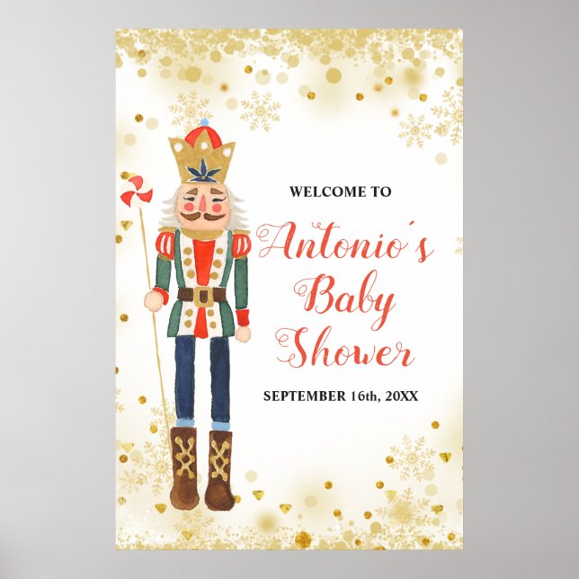 Nutcracker Winter Baby Shower Welcome Sign (Front)