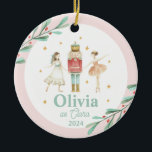 Nutcracker Winter Ballet Christmas Ceramic Ornament<br><div class="desc">Nutcracker ballet winter snowflakes christmas ornament. Personalized with name and role in nutcracker.</div>