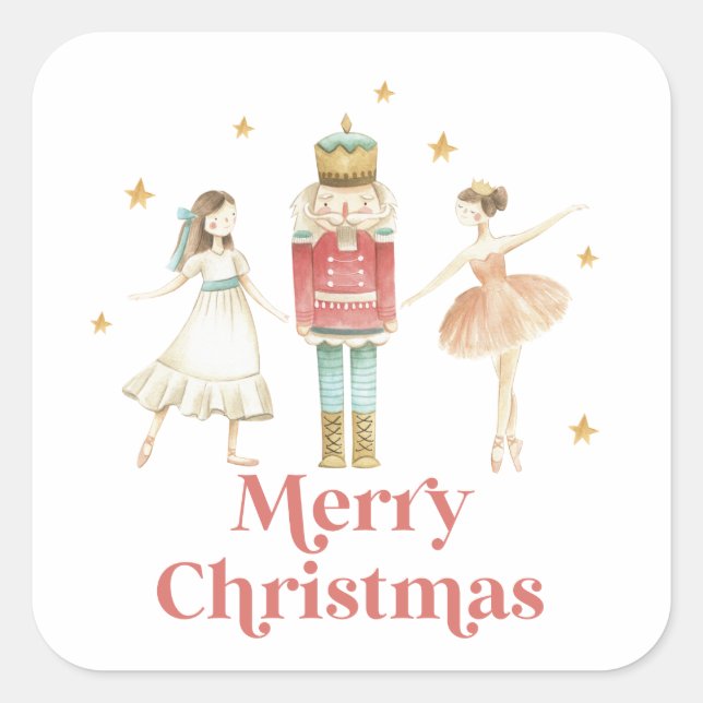 Nutcracker Winter Ballet Christmas Square Sticker (Front)