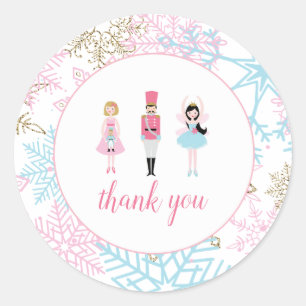 Nutcracker Winter Ballet Snowflake Birthday Classic Round Sticker