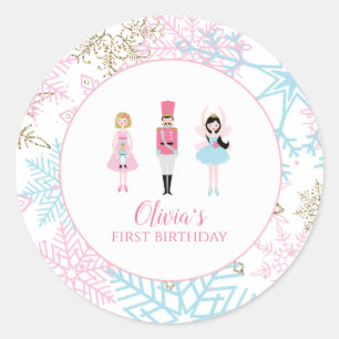 Nutcracker Winter Ballet Snowflake Birthday Classic Round Sticker