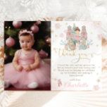 Nutcracker Winter Onederland 1st Birthday Photo Thank You Card<br><div class="desc">Personalize this sweet pink winter onederland first birthday party picture / photograph thank you card with your party details easily and quickly, simply press the customize it button to further re-arrange and format the style and placement of the text.  Featuring whimsical characters from the Nutcracker in sweet pastel colours. A...</div>