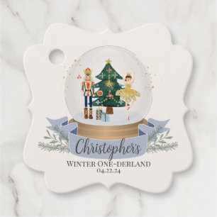 nutcracker winter onederland first birthday party favour tags