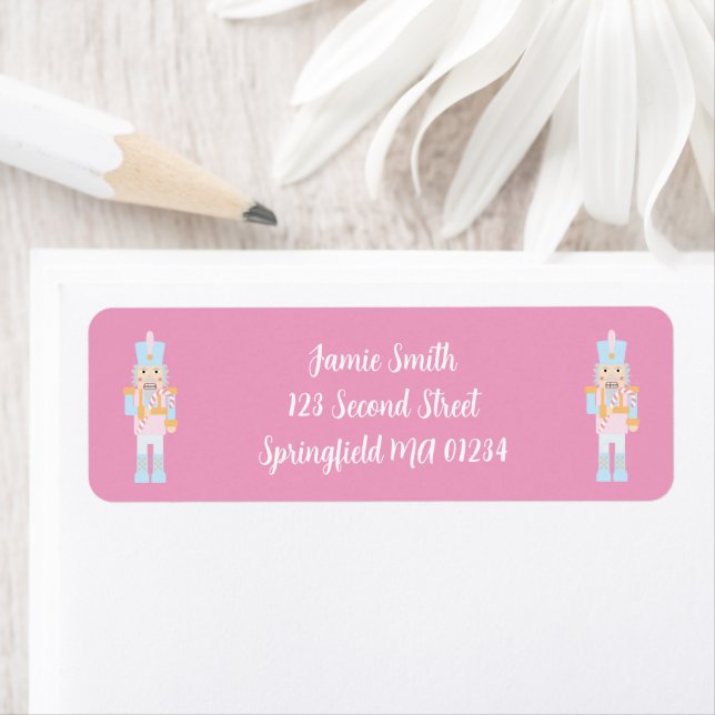 Nutcracker with a Candy Cane Return Address Label (Insitu)