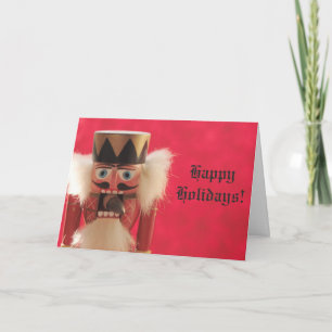 Nutcracker with acorn holiday card