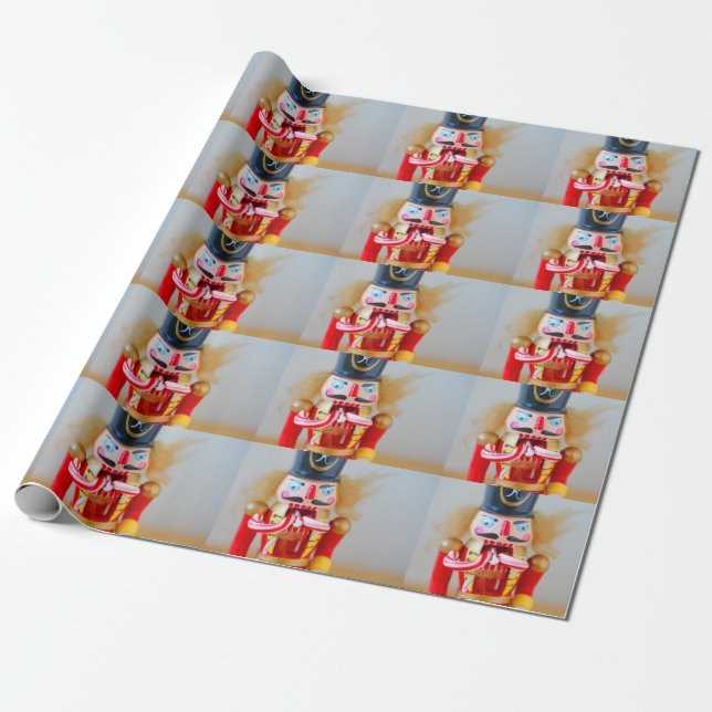 Nutcracker with candy canes wrapping paper (Unrolled)