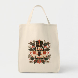 Nutcracker with Fir Branches and Candy Canes Tote Bag