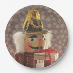 Nutcracker with silver gift paper plate