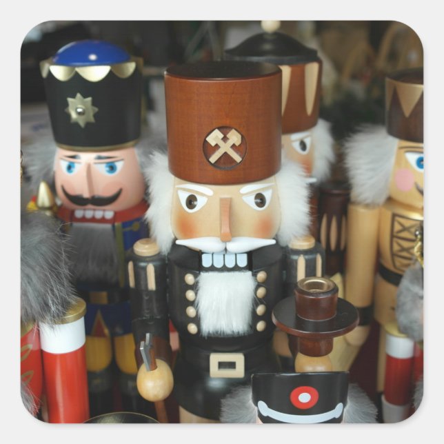 Nutcrackers Christmas Holiday Xmas Design Square Sticker (Front)