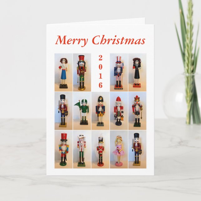 Nutcrackers Collage With Year Holiday Card (Front)