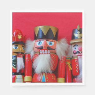 Nutcrackers in red uniforms napkin