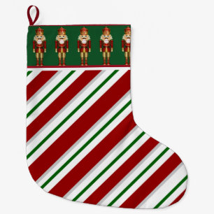 Nutcrackers on Candy Stripes Christmas Stocking