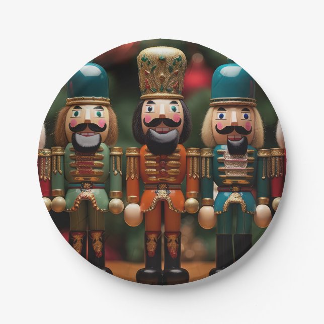 Nutcrackers with happy faces paper plate (Front)