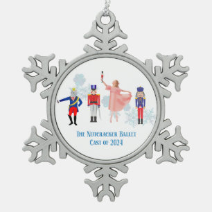 Nutcraker Ballet Cast Snowflake Pewter Christmas Ornament