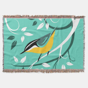 Nuthatch Art Throw Blanket