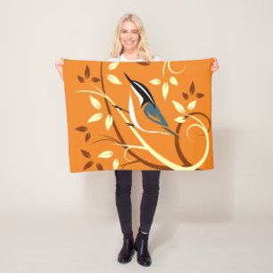 Nuthatch Bird Art Fleece Blanket