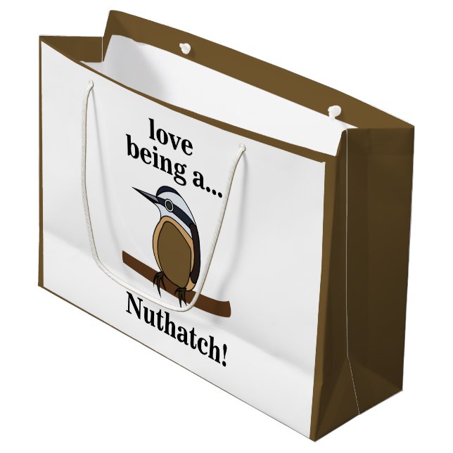 Nuthatch Bird Backyard Birder Birdwatcher Large Gift Bag (Front Angled)