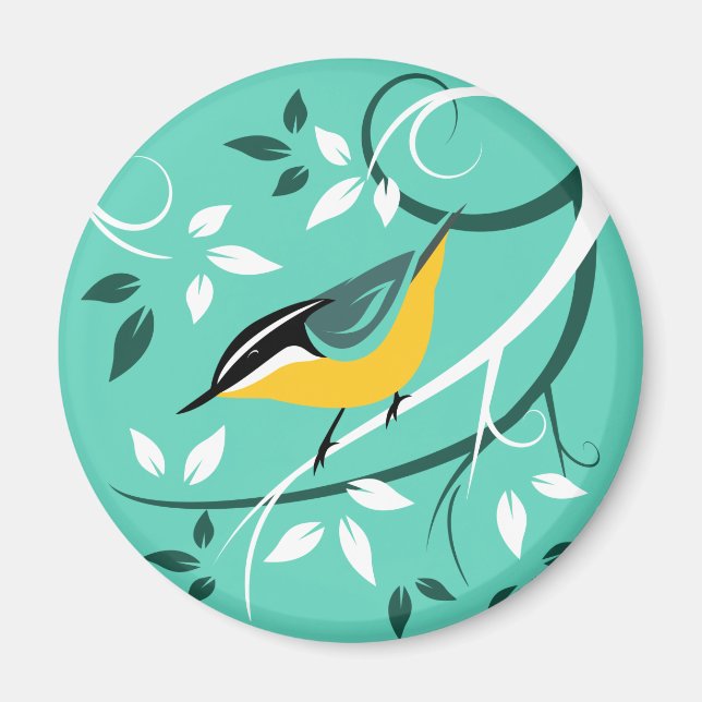 Nuthatch Bird In Tree Magnet (Front)