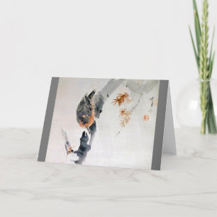 Nuthatch Climbing Down a Tree, Watanabe Seitei Card