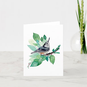 Nuthatch Elegant Watercolor Note Card