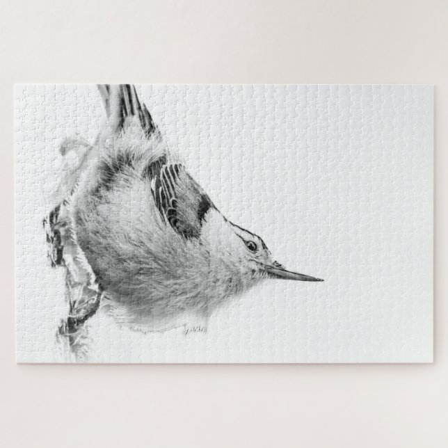 Nuthatch, High-key Bird Photography Jigsaw Puzzle (Horizontal)